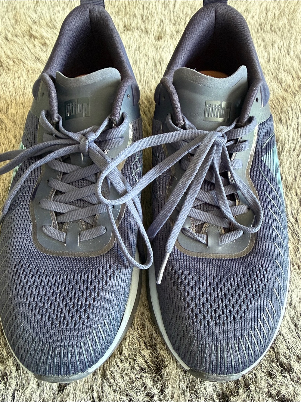 FitFlop women’s Charcoal Knit Lace-Up Athletic Sneakers